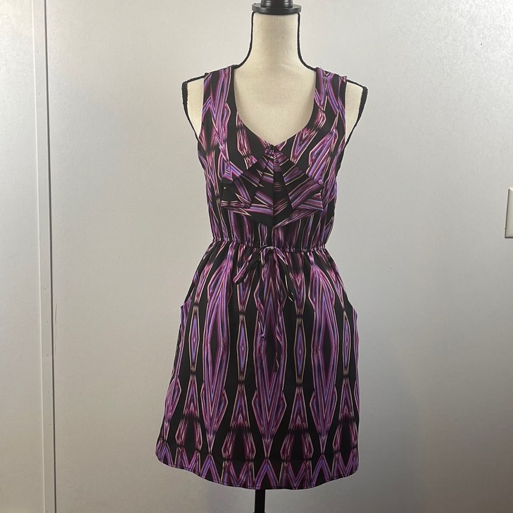 Black and purple striped dress with pockets